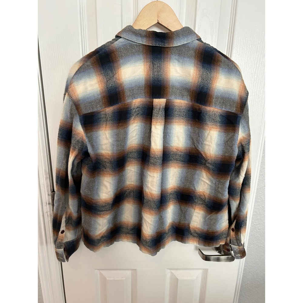 Madewell Plaid Flannel Button Down Shirt Blue Orange Ombre Cotton Small - Picture 7 of 8
